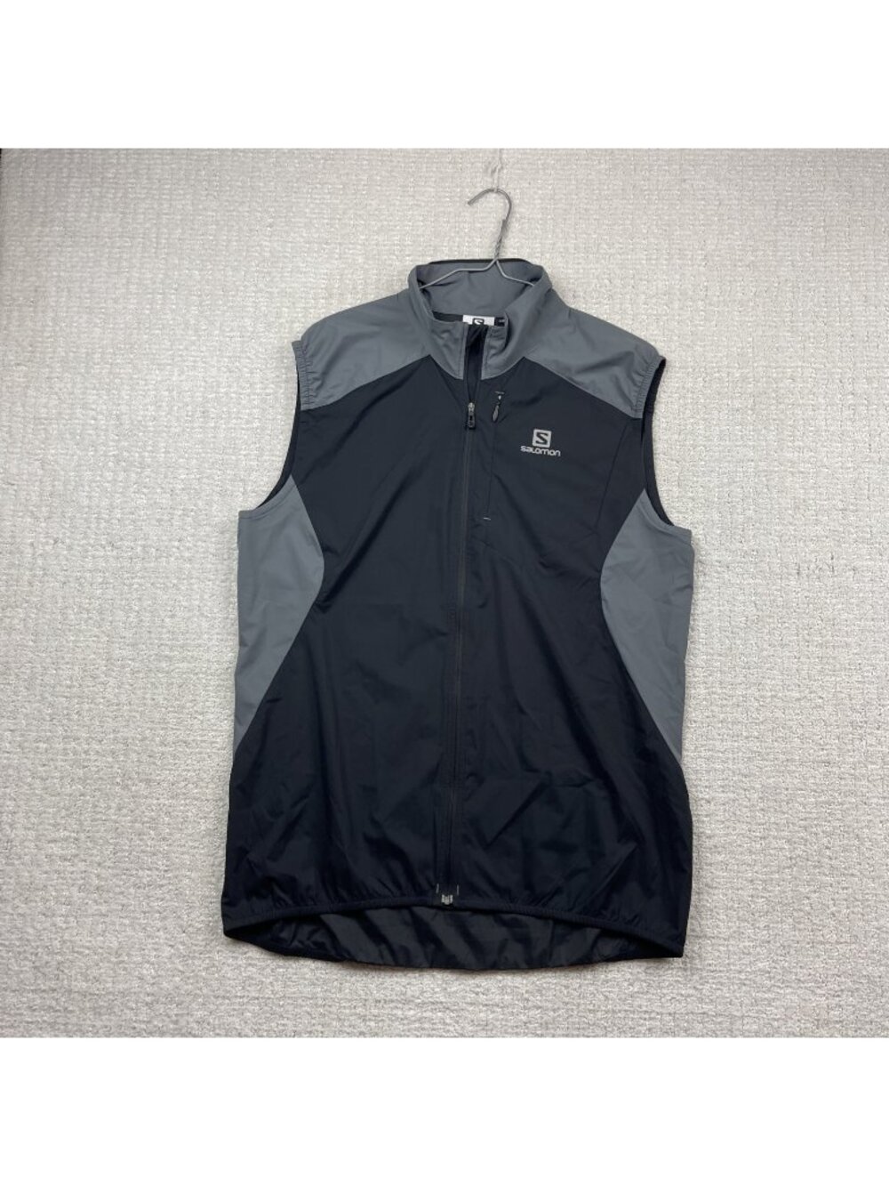 Y2K Salomon Mens M Black Yellow ClimaWind Full Zip Running Cycling Vest Gorpcore